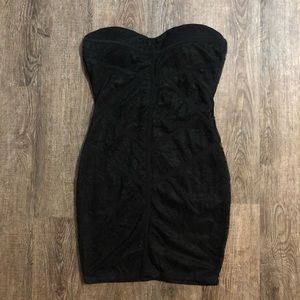 Little black dress, strapless with lace